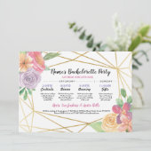 ブライダルシャワー旅程バチェロレッテ金ゴールドフレーム 招待状 (スタンド正面)