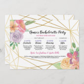 ブライダルシャワー旅程バチェロレッテ金ゴールドフレーム 招待状 (正面/裏面)