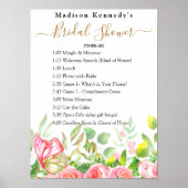 ブライダルシャワー旅程プラン水彩フローラ ポスター (正面)