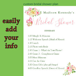 ブライダルシャワー旅程プラン水彩フローラFab ポスター