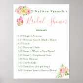 ブライダルシャワー旅程プラン水彩フローラFab ポスター (正面)