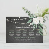 ブライダルシャワー旅程ホワイトフラワーラ素朴イト 招待状 (スタンド正面)