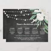 ブライダルシャワー旅程ホワイトフラワーラ素朴イト 招待状 (正面/裏面)