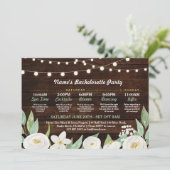 ブライダルシャワー旅程ホワイトフラワーラ素朴イト 招待状 (スタンド正面)