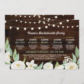 ブライダルシャワー旅程ホワイトフラワーラ素朴イト 招待状 (正面/裏面)