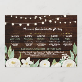 ブライダルシャワー旅程ホワイトフラワーラ素朴イト 招待状