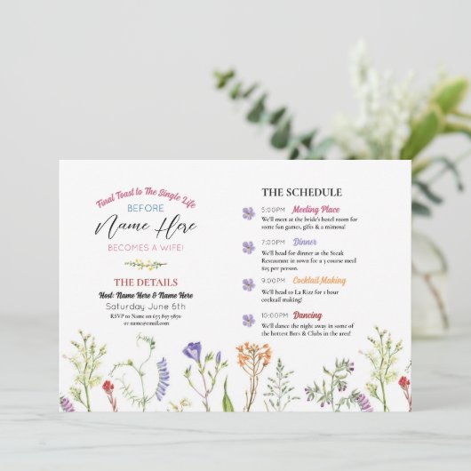 ブライダルシャワー旅程ワイルドフラワーフローラ プログラム (スタンド正面)