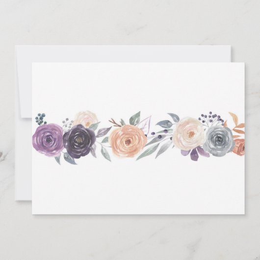 ブライダルシャワー旅程秋ピーチパープルクリーム 招待状 (裏面)