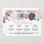 ブライダルシャワー旅程秋ピーチパープルクリーム 招待状 (正面/裏面)