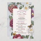 ブライダルシャワー旅程開花フローラ蝶 プログラム (正面/裏面)