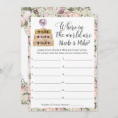 ブライダルシャワー旅行写真推測ゲームカード 招待状 (正面/裏面)