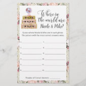 ブライダルシャワー旅行写真推測ゲームシート (正面)