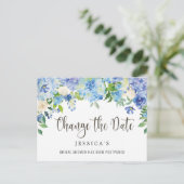 ブライダルシャワー日付の変更ブルーアジサイ ポストカード (スタンド正面)