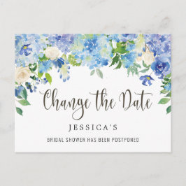 ブライダルシャワー日付の変更ブルーアジサイ ポストカード