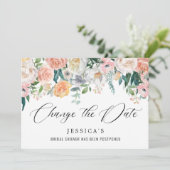 ブライダルシャワー日付の変更赤面ピンクの花 招待状 (スタンド正面)