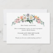 ブライダルシャワー日付の変更赤面ピンクの花 招待状 (裏面)