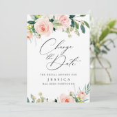 ブライダルシャワー日付の変更赤面ピンクの花 招待状 (スタンド正面)