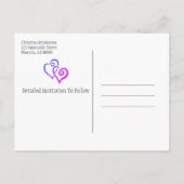 ブライダルシャワー日付を保存ピンクブルーハートAnnou 案内ポストカード (裏面)