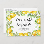 ブライダルシャワー日付を変更するレモンの花の緑 ポストカード (正面/裏面)