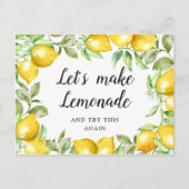 ブライダルシャワー日付を変更するレモンの花の緑 ポストカード (正面)