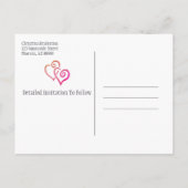 ブライダルシャワー日付オレンジピンクのハートを保存 案内ポストカード (裏面)