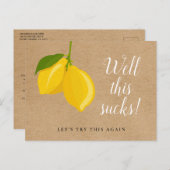 ブライダルシャワー日付スクリプトレモンの変更素朴 案内ポストカード (正面/裏面)