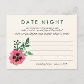 ブライダルシャワー日付ナイトアイディアカード |ピンクフローラ アドバイスカード (正面)