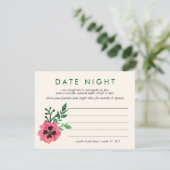 ブライダルシャワー日付ナイトアイディアカード |ピンクフローラ アドバイスカード (スタンド正面)