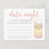 ブライダルシャワー日付ナイトカード |フランスのマカロン アドバイスカード (正面)