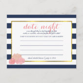 ブライダルシャワー日付ナイトカード | Midnight Peony アドバイスカード (正面)