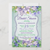 ブライダルシャワー春の結婚式ウォーターカラーヴィオレット 招待状 (正面)