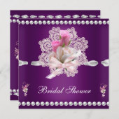 ブライダルシャワー梅ピンク結婚の花 招待状 (正面/裏面)