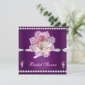 ブライダルシャワー梅ピンク結婚の花 招待状 (スタンド正面)