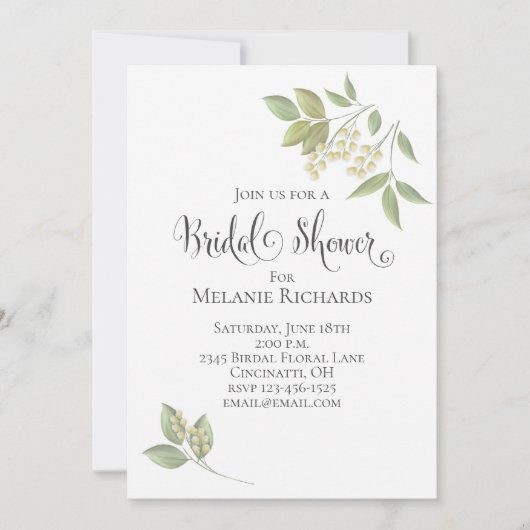 ブライダルシャワー植物性赤ちゃんの息の緑 セーブザデート (正面)