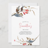ブライダルシャワー植物水色クリスマスパーティー 招待状 (正面)