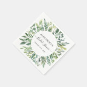 ブライダルシャワー植物緑色水彩色 スタンダードカクテルナプキン (角)