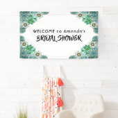 ブライダルシャワー歓迎の白い緑の多肉類 横断幕 (インサイチュ)