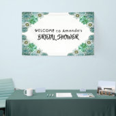 ブライダルシャワー歓迎の白い緑の多肉類 横断幕 (トレードショー)