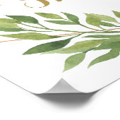 ブライダルシャワー歓迎サイン |緑と金ゴールド ポスター (角)