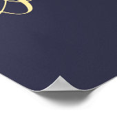 ブライダルシャワー歓迎サイン |金ゴールドと青 ポスター (角)