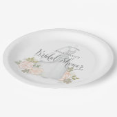 ブライダルシャワー水彩エレガントモダンフローラ ペーパープレート (アングル)