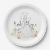 ブライダルシャワー水彩エレガントモダンフローラ ペーパープレート (正面)