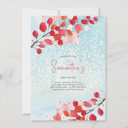 ブライダルシャワー水彩クリスマスパーティー 招待状 (正面)