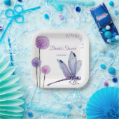 ブライダルシャワー水彩パープルフラワーズ紙プラ ペーパープレート (パーティー)