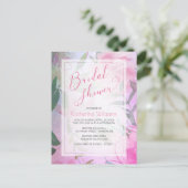 ブライダルシャワー水彩フローラピンクパープル牡丹 インビテーションポストカード (スタンド正面)