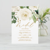 ブライダルシャワー水彩フローラホワイトグリーナリー2 招待状 (スタンド正面)