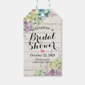 ブライダルシャワー水彩多肉木素朴材 ギフトタグ (正面)
