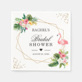 ブライダルシャワー水彩熱帯フラミンゴフローラ スタンダードカクテルナプキン (正面)