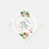 ブライダルシャワー水彩熱帯フラミンゴフローラ スタンダードカクテルナプキン (角)