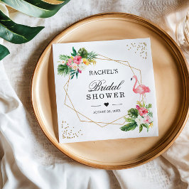 ブライダルシャワー水彩熱帯フラミンゴフローラ スタンダードカクテルナプキン